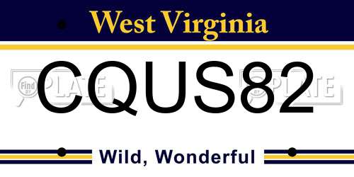 CQUS82 West Virginia License Plate