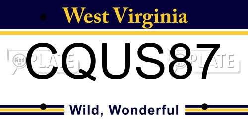CQUS87 West Virginia License Plate