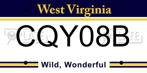 CQY08B West Virginia License Plate