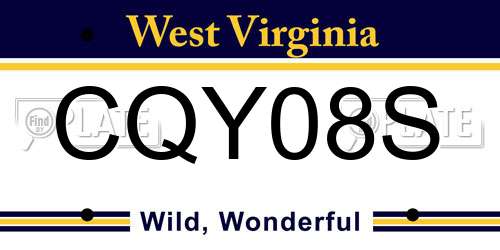 CQY08S West Virginia License Plate