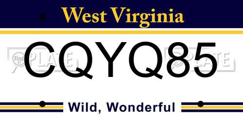 CQYQ85 West Virginia License Plate
