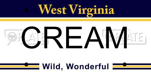 CREAM West Virginia License Plate
