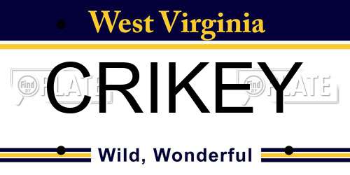 CRIKEY West Virginia License Plate