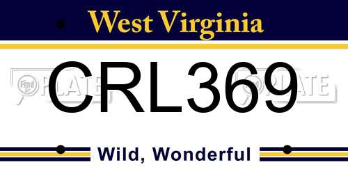 CRL369 West Virginia License Plate