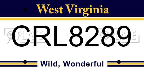 CRL8289 West Virginia License Plate