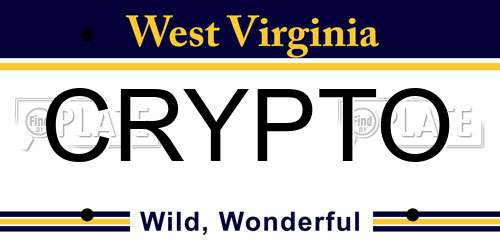 CRYPTO West Virginia License Plate