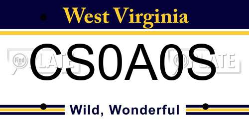 CS0A0S West Virginia License Plate
