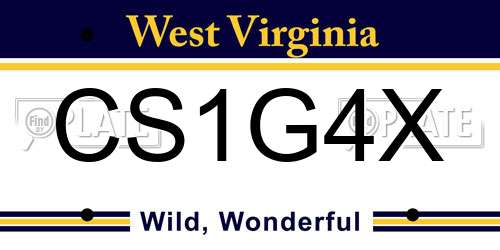 CS1G4X West Virginia License Plate