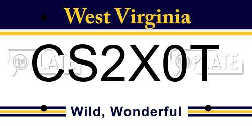 CS2X0T West Virginia License Plate