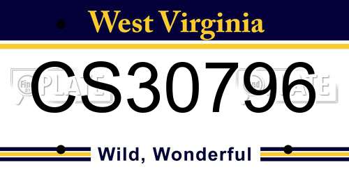 CS30796 West Virginia License Plate