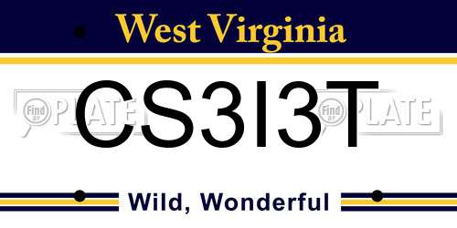 CS3I3T West Virginia License Plate