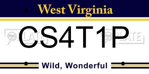 CS4T1P West Virginia License Plate