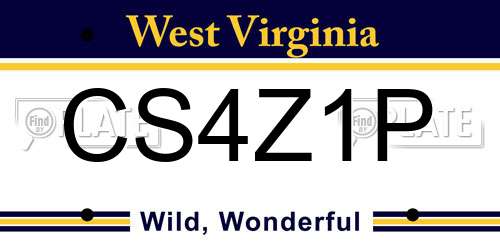 CS4Z1P West Virginia License Plate