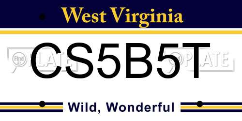 CS5B5T West Virginia License Plate