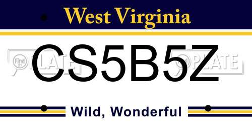 CS5B5Z West Virginia License Plate