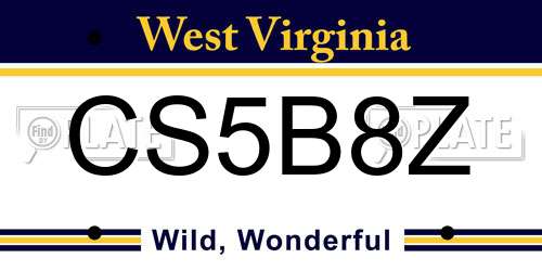 CS5B8Z West Virginia License Plate