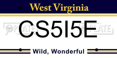 CS5I5E West Virginia License Plate