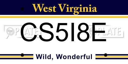 CS5I8E West Virginia License Plate