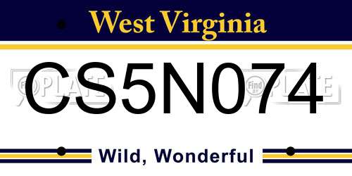 CS5N074 West Virginia License Plate