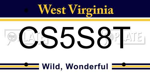 CS5S8T West Virginia License Plate
