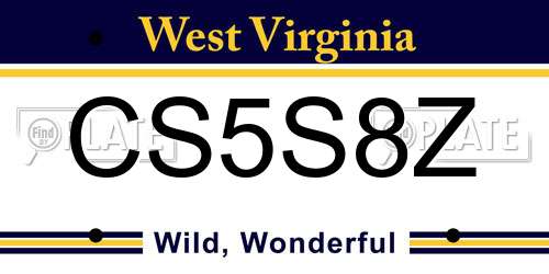 CS5S8Z West Virginia License Plate