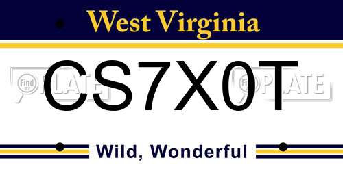CS7X0T West Virginia License Plate