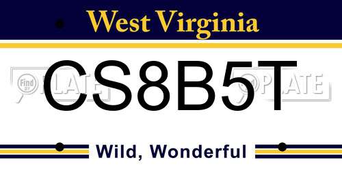 CS8B5T West Virginia License Plate