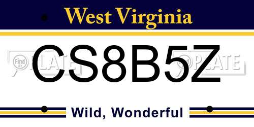 CS8B5Z West Virginia License Plate