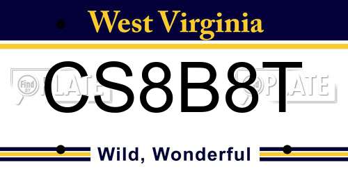 CS8B8T West Virginia License Plate