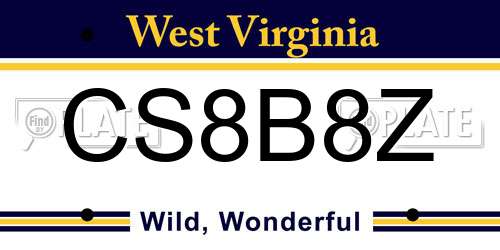 CS8B8Z West Virginia License Plate