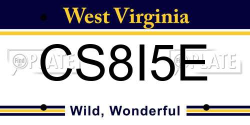 CS8I5E West Virginia License Plate