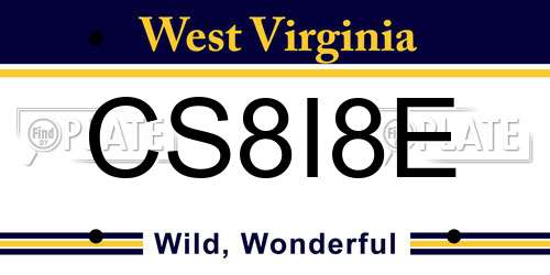 CS8I8E West Virginia License Plate