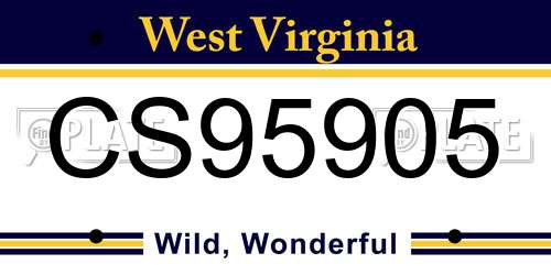 CS95905 West Virginia License Plate