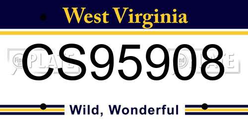 CS95908 West Virginia License Plate