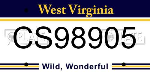 CS98905 West Virginia License Plate