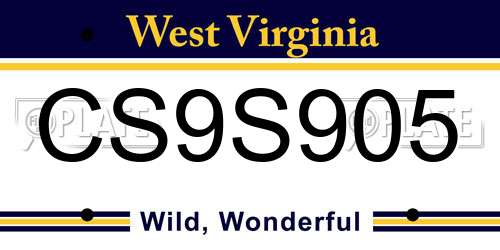 CS9S905 West Virginia License Plate