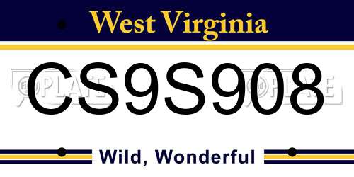 CS9S908 West Virginia License Plate