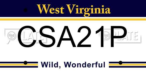 CSA21P West Virginia License Plate