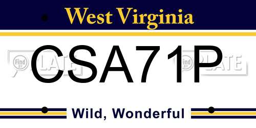 CSA71P West Virginia License Plate