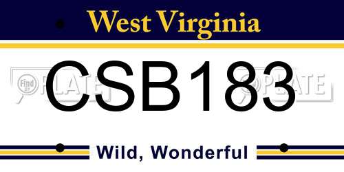 CSB183 West Virginia License Plate