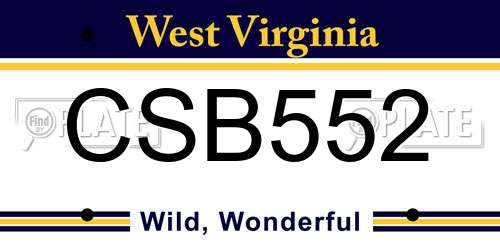 CSB552 West Virginia License Plate