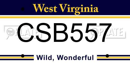 CSB557 West Virginia License Plate