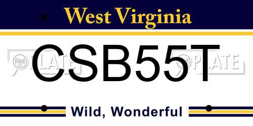 CSB55T West Virginia License Plate