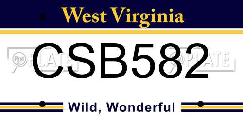 CSB582 West Virginia License Plate