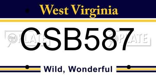CSB587 West Virginia License Plate