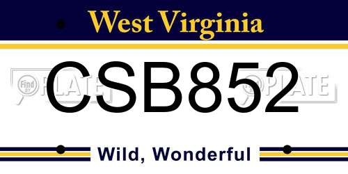 CSB852 West Virginia License Plate
