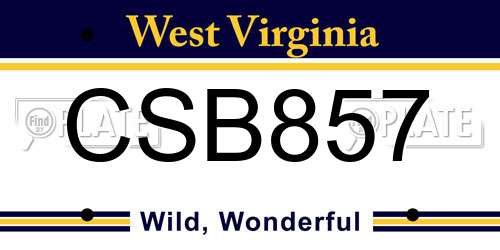CSB857 West Virginia License Plate