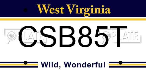 CSB85T West Virginia License Plate