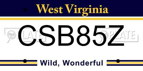 CSB85Z West Virginia License Plate