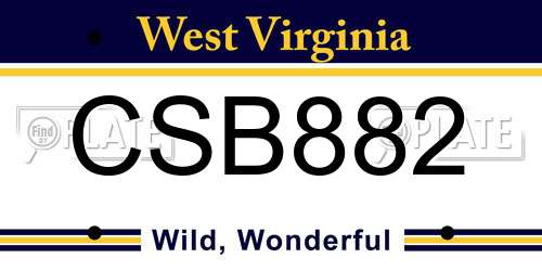 CSB882 West Virginia License Plate